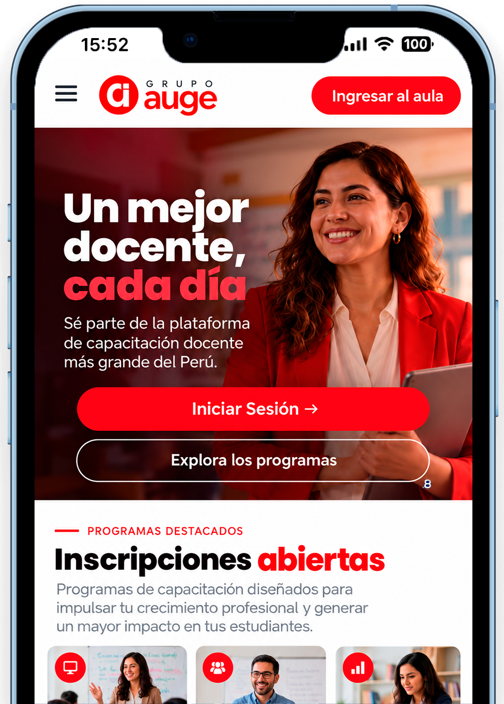 App de Grupo AUGE en el celular