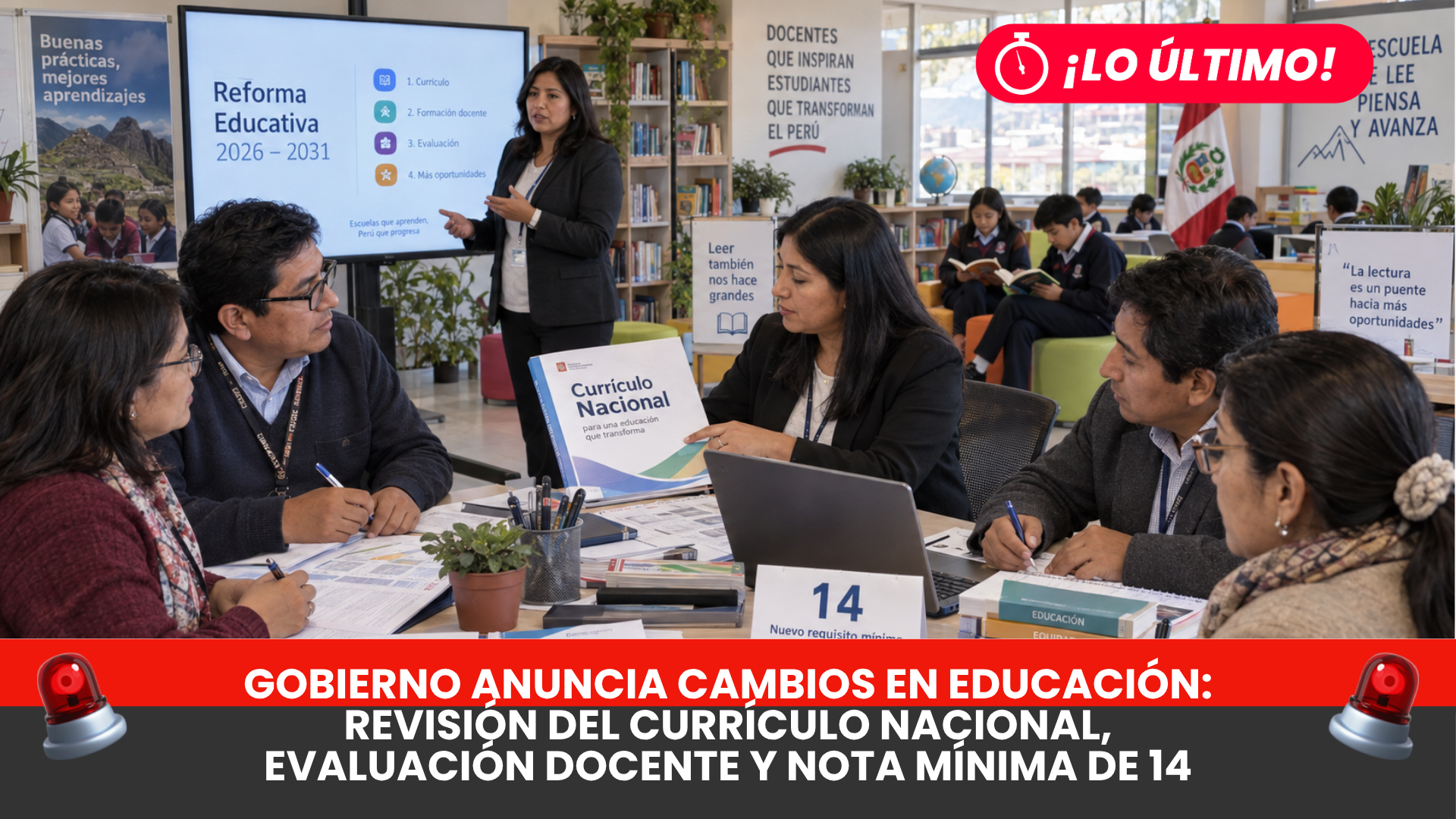 Gobierno anuncia cambios en educación: revisión del Currículo Nacional, evaluación docente y nota mínima de 14