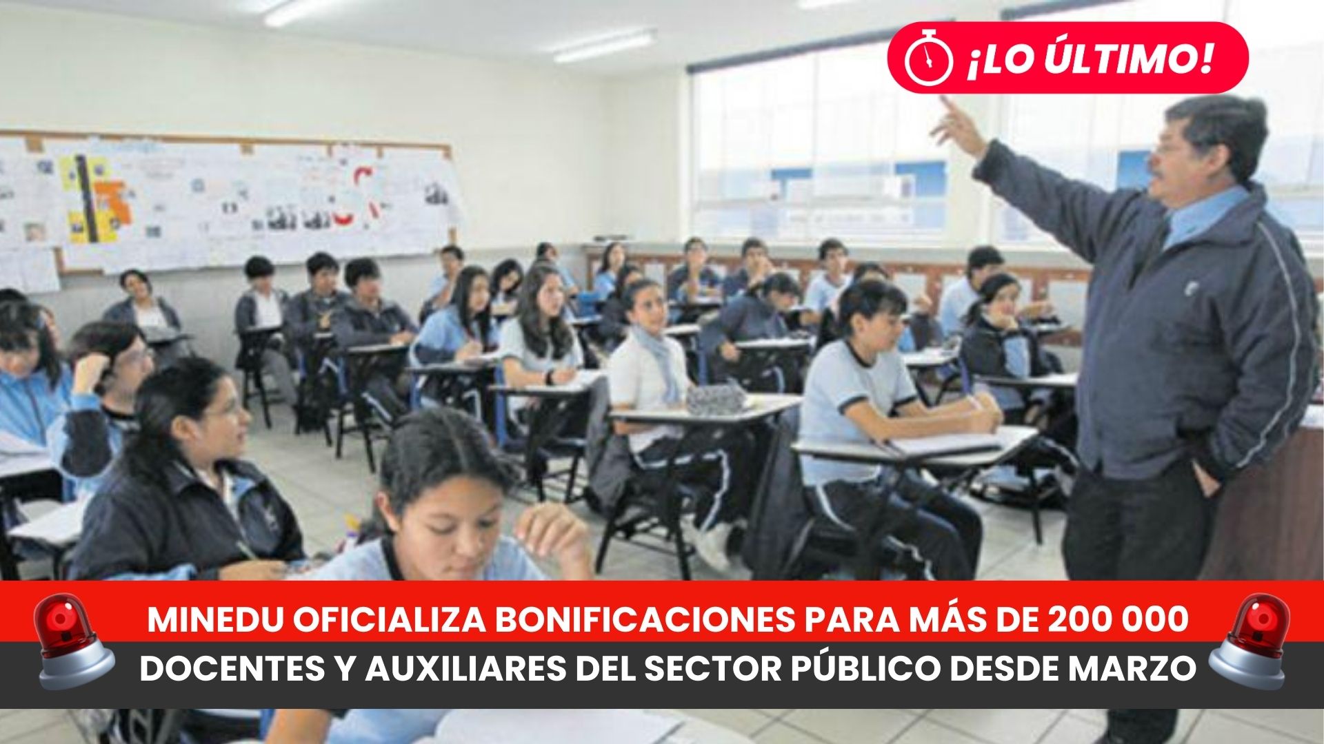 Minedu oficializa bonificaciones para más de 200 000 docentes y auxiliares del sector público desde marzo
